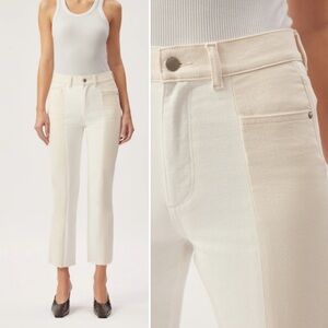 NWT DL1961 Patti High Rise Vintage Ankle Color Block Neutral Vintage Ecru Jeans